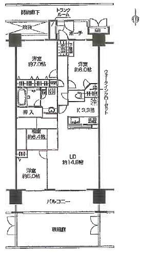 Floor plan. 4LDK, Price 45,990,000 yen, Footprint 89 sq m , Balcony area 12.6 sq m