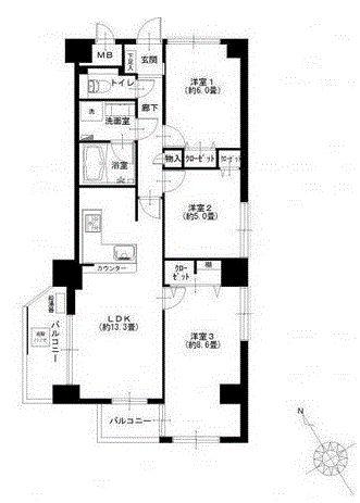 Floor plan. 3LDK, Price 42,900,000 yen, Footprint 72.1 sq m , Balcony area 8.28 sq m