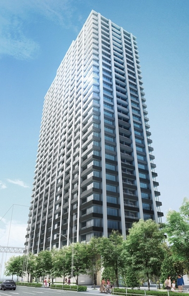 31-story tower residence that employs a seismic isolation structure (Exterior view) "benefits of seismic isolation structure" ■ Reduce damage to the building itself ■ Falling or damage furniture, etc., Suppress the dropping of the luminaire ■ Reduce the secondary disasters caused by panic ■ Since the size of the beam is suppressed, Realize a wide living space and a large opening