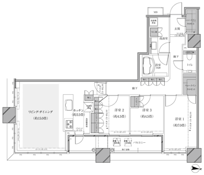 Floor: 3LDK, the area occupied: 86.8 sq m
