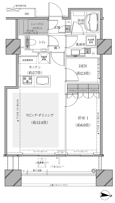 Floor: 1LDK, the area occupied: 54.5 sq m