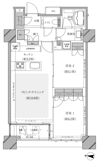Floor: 2LDK, occupied area: 59.58 sq m