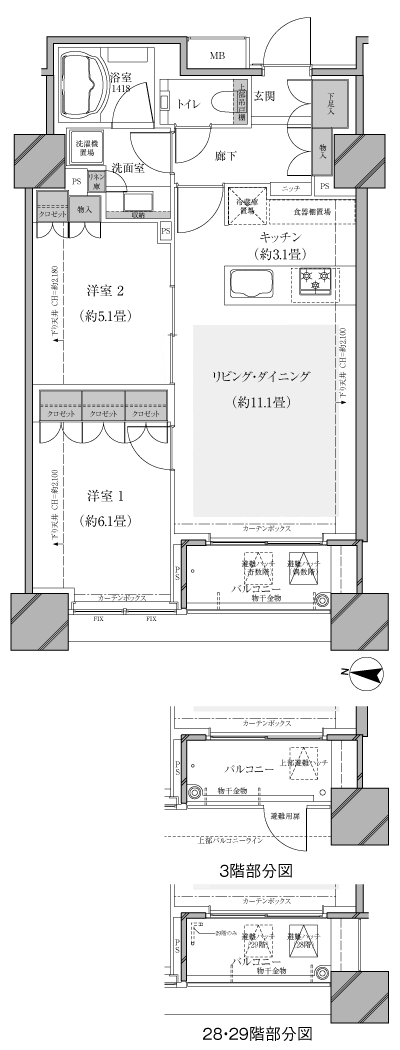 Floor: 2LDK, occupied area: 59.29 sq m