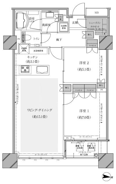 Floor: 2LDK, occupied area: 68.99 sq m