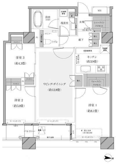 Floor: 3LDK, occupied area: 81.48 sq m