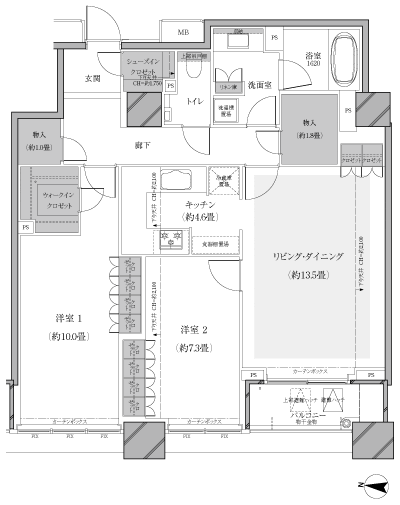 Floor: 2LDK, occupied area: 93.77 sq m