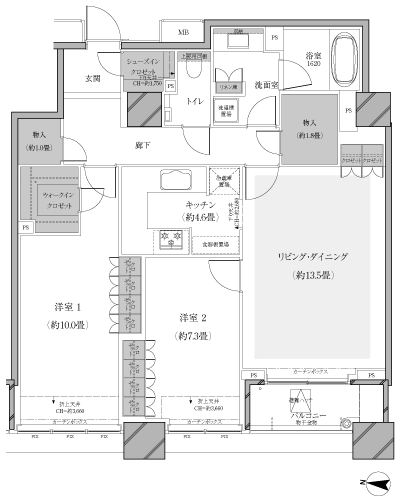 Floor: 2LDK, occupied area: 93.77 sq m