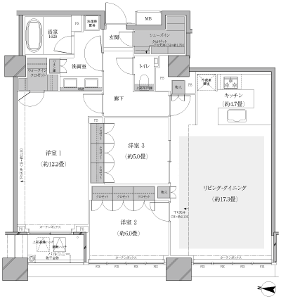 Floor: 3LDK, occupied area: 103.71 sq m