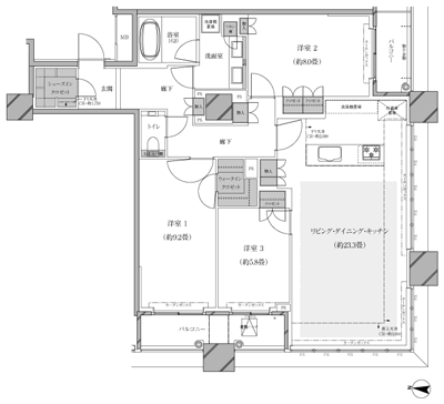 Floor: 3LDK, occupied area: 107.91 sq m