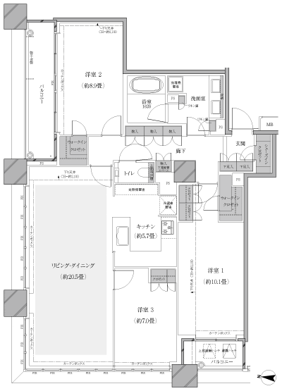 Floor: 3LDK, occupied area: 117.69 sq m