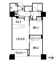 Floor: 2LDK, occupied area: 61.36 sq m