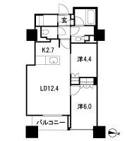Floor: 2LDK, occupied area: 57.88 sq m
