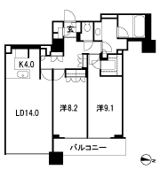 Floor: 2LDK, occupied area: 85.87 sq m