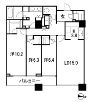 Floor: 3LDK, occupied area: 105.25 sq m