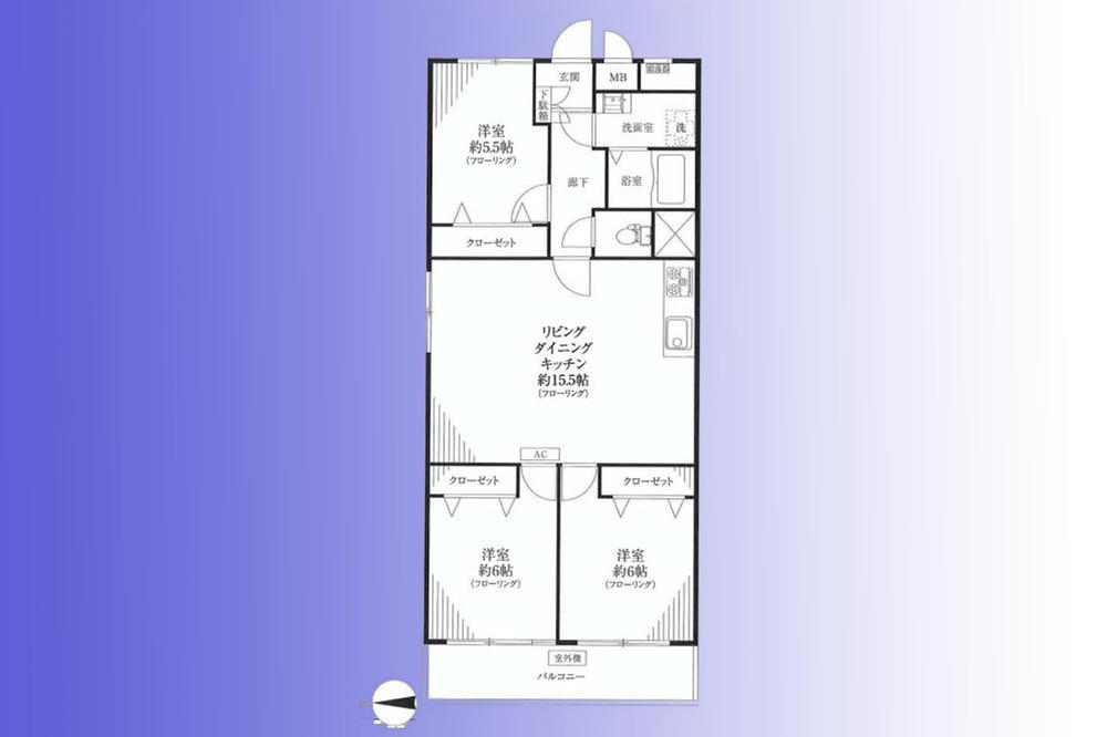 Floor plan. 3LDK, Price 29,800,000 yen, Occupied area 74.24 sq m , Balcony area 6.96 sq m   [The top floor angle room ・ Three-sided lighting]