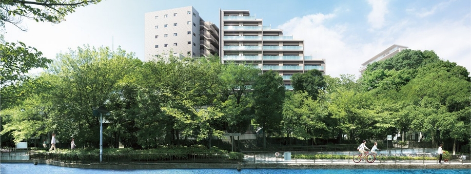 Those Exterior - Rendering (Rendering of the web is obtained by combining the planning stage drawing the draw based on causing ones and local photo of (September shooting 2013), Shape, color, etc. is slightly different from the actual, It may change the plan is caused by the reasons or the like on the future construction. Details of the appearance shape, It has been omitted part about the representation of such equipment. Tree form also planting the actual tree planting, Foliage, It may be different from the shade of leaves and flowers, Does not indicate the status of a particular season)