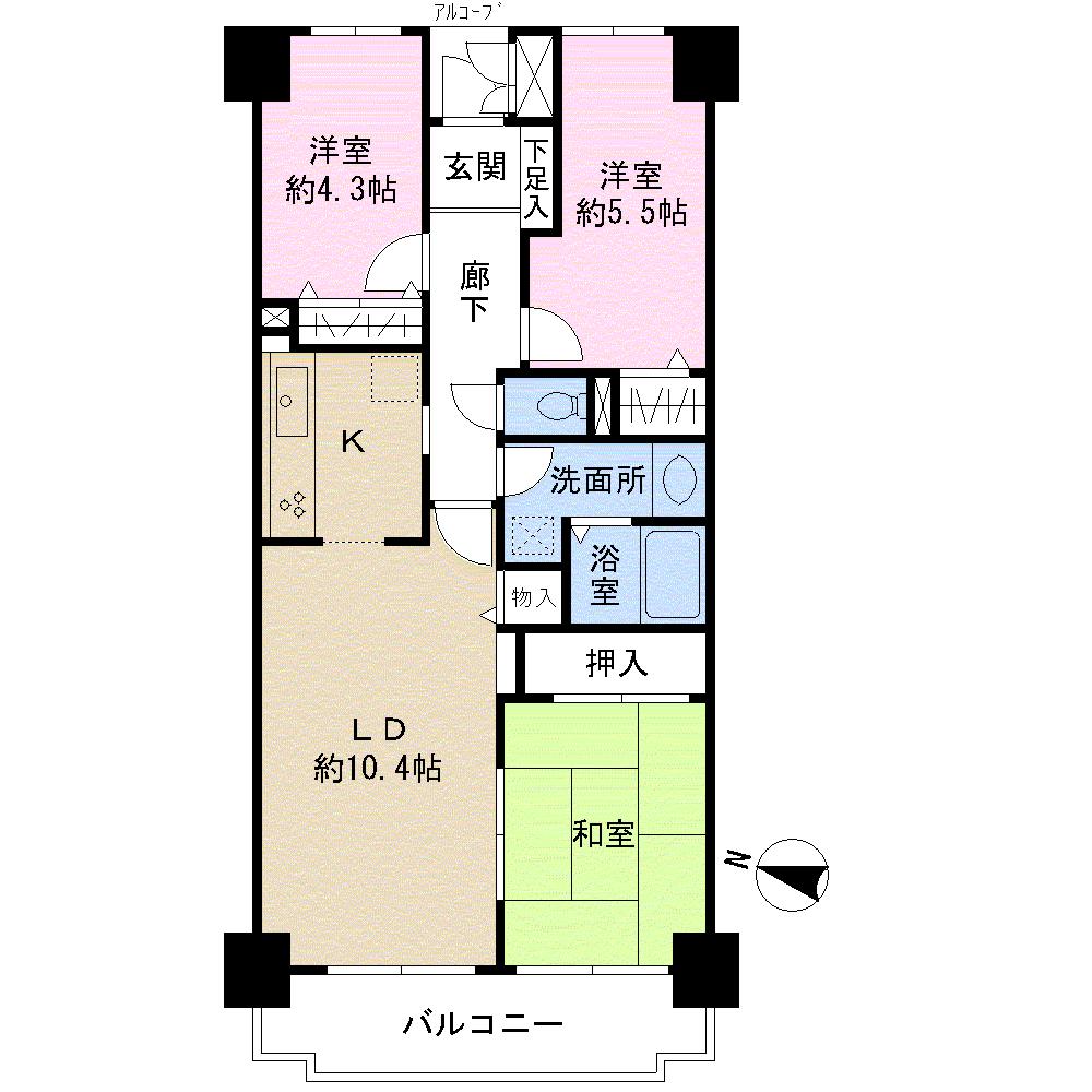 Floor plan. 3LDK, Price 24,900,000 yen, Occupied area 67.23 sq m , Balcony area 7.8 sq m