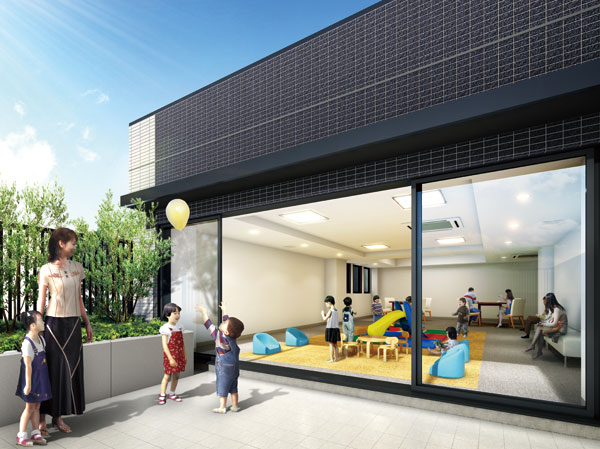 Shared facilities.  [Children's Room (meeting space) ・ terrace] Kids room to play with confidence even on rainy days. (Rendering)