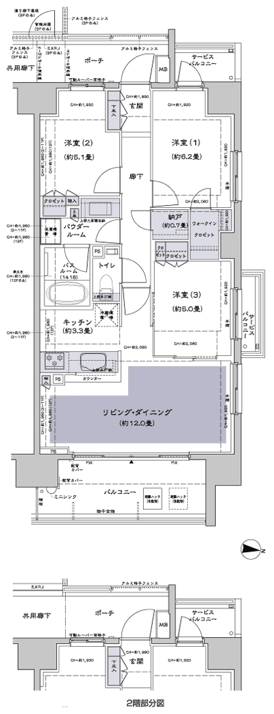 Floor: 3LD ・ K + N (storeroom) + WIC (walk-in closet), the occupied area: 71.11 sq m, Price: 46,388,000 yen, now on sale