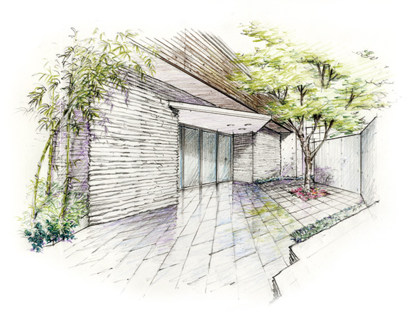 Shared facilities.  [Entrance approach] To confront the streets, The approach was aware that produce a synergistic effect of harmony at the same time, Walking image of a fun alley space. Arouse natural stone the wilderness from the concrete of Uchihanashi, Entrance approach with a story of continuing to the soft look of the green. ON and OFF has nestled in space, such as switching to the calm. (Rendering) ※ Listings illustration is actually a little different in what caused draw based on the drawings.