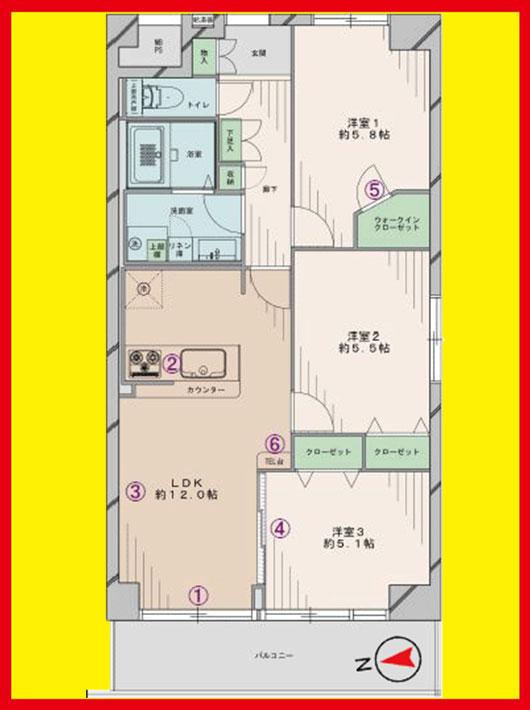Floor plan. 3LDK, Price 29,980,000 yen, Footprint 66 sq m , Balcony area 8.12 sq m