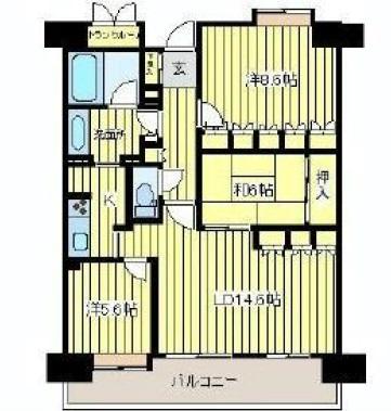 Floor plan. 3LDK, Price 44,300,000 yen, Occupied area 90.16 sq m , Balcony area 14.76 sq m