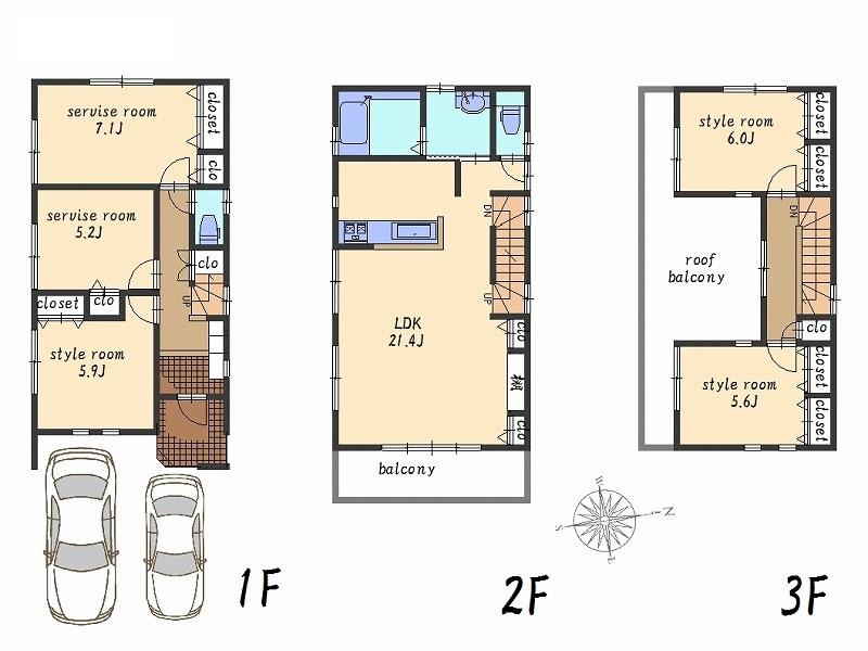 Floor plan. 52,800,000 yen, 3LDK + 2S (storeroom), Land area 99.9 sq m , Building area 125.82 sq m floor plan