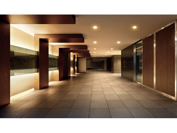 Buildings and facilities. Entrance Hall keynote the gray series of the material calm, Produce a space with a gradual elongation. By placing lighting to accent, This design with the uplifting representing the contrast between "light", "shadow". (Entrance Hall Rendering /  ※ Which was raised drawn based on drawing, In fact a slightly different)