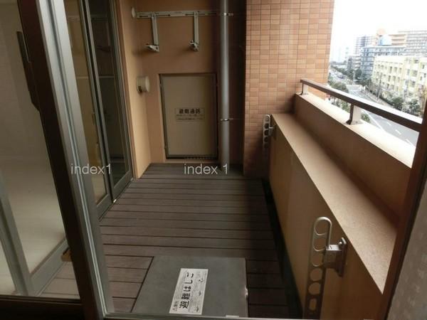 Balcony. Stylish balcony wood deck