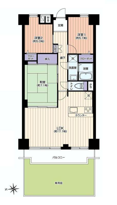 Floor plan. 3LDK, Price 23.8 million yen, Occupied area 75.21 sq m , Balcony area 8.32 sq m floor plan