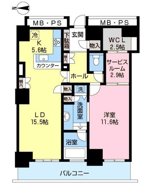 Floor plan. 1LDK, Price 44,900,000 yen, Occupied area 86.96 sq m