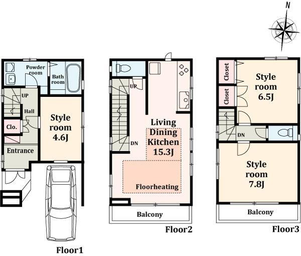 Floor plan. 44,800,000 yen, 3LDK, Land area 51.5 sq m , Building area 83.52 sq m