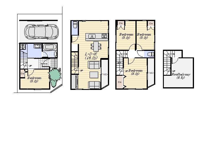Floor plan. 51,800,000 yen, 4LDK, Land area 53.54 sq m , Building area 107.12 sq m