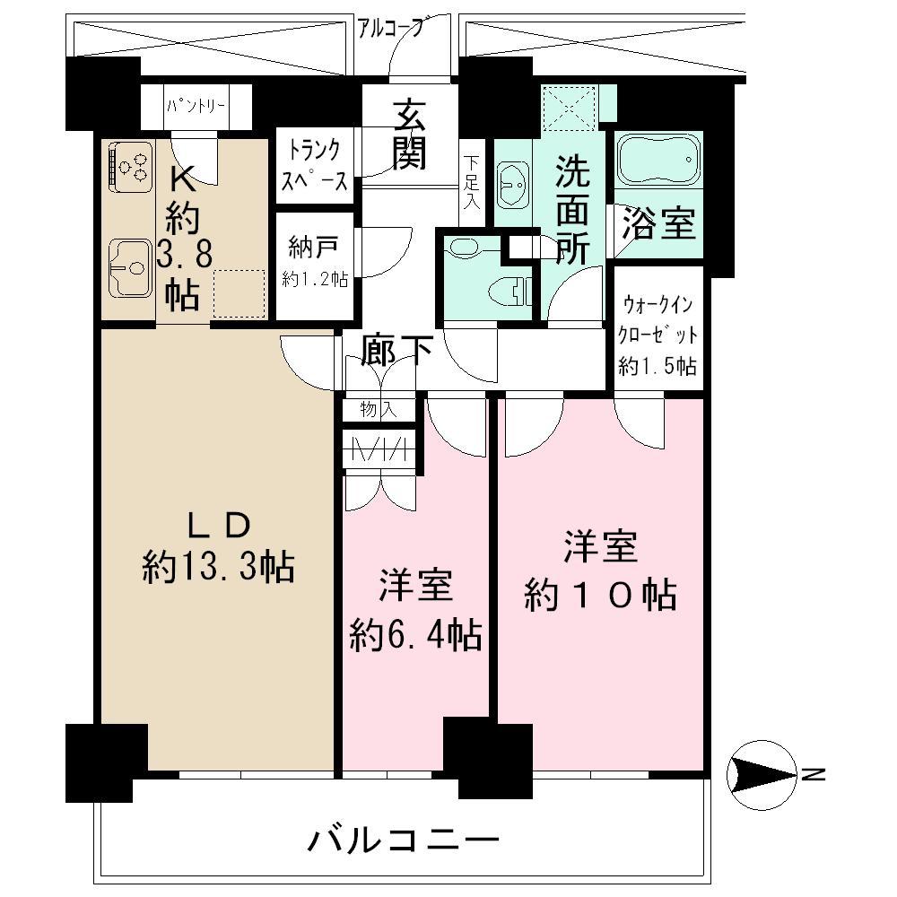 Floor plan. 2LDK + S (storeroom), Price 46,800,000 yen, Occupied area 85.35 sq m , Balcony area 12.75 sq m