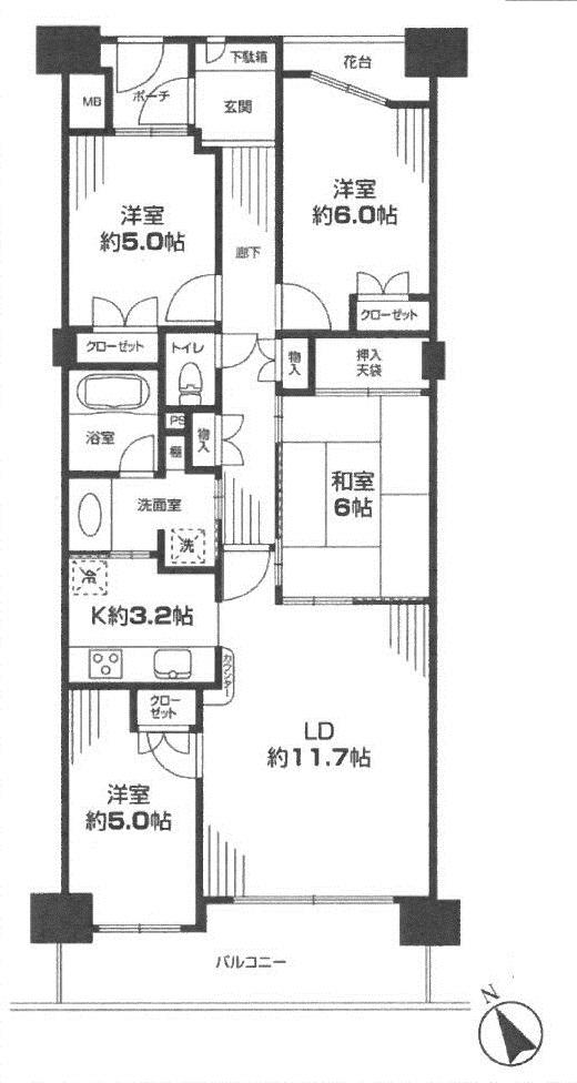 Floor plan. 4LDK, Price 49,900,000 yen, Footprint 81.3 sq m , Balcony area 9.65 sq m