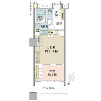 Floor plan. 1LDK, Price 35,900,000 yen, Occupied area 40.98 sq m , Balcony area 7.01 sq m