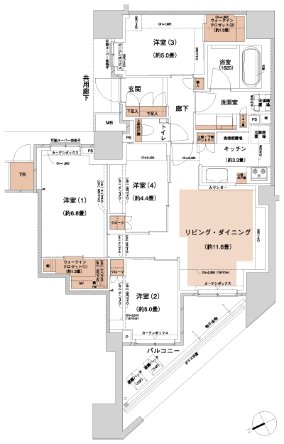 Floor: 4LD ・ K + 2WIC, occupied area: 81.14 sq m, Price: TBD