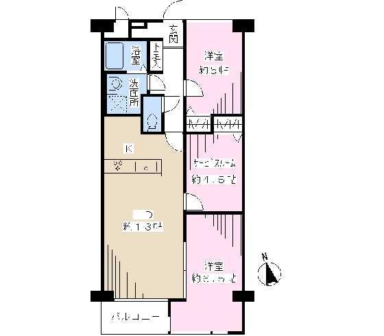Floor plan. 2LDK + S (storeroom), Price 24,800,000 yen, Occupied area 65.08 sq m , Balcony area 3.24 sq m