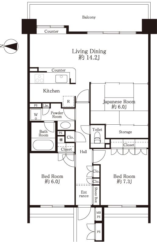 Floor plan. 3LDK, Price 39,800,000 yen, Occupied area 82.84 sq m , Balcony area 13.68 sq m floor plan