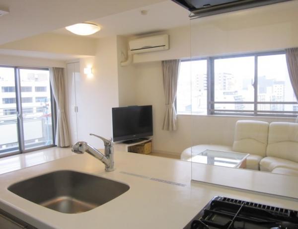 Living. Open living room which arranged the popular counter kitchen