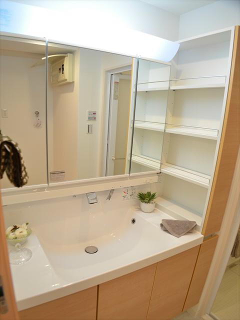 Wash basin, toilet. Storage is also plenty of wide wash basin