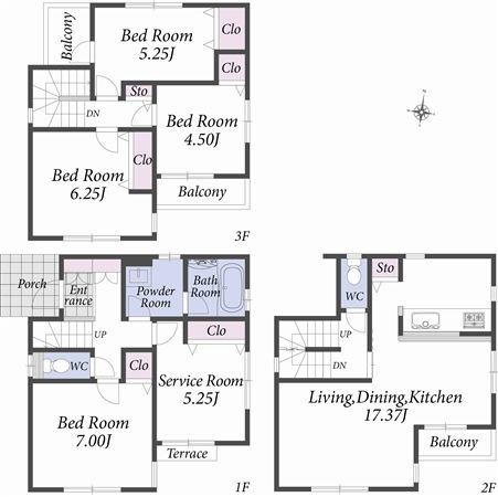 Floor plan. 48,800,000 yen, 4LDK + S (storeroom), Land area 100.21 sq m , Building area 109.3 sq m