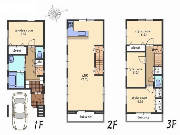 Floor plan. 44 million yen, 4LDK, Land area 68.51 sq m , Building area 121.22 sq m