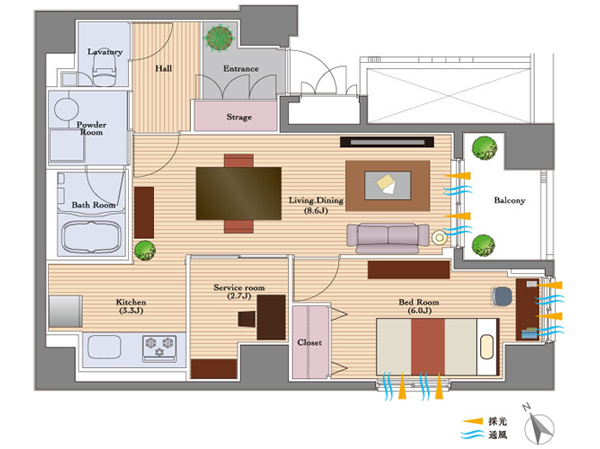 Room and equipment. B type ・ 1LDK + S (occupied area: 49.22 sq m , Balcony area: 4.16 sq m) ※ Floor plan of the above does not purport to be a complete scale accurately the dimensions. If it is different from the present situation, It will be allowed to priority current state. In advance, please forgive me. ※ Footprint is the area due to the center line of wall calculations based on the Building Standards Law. Because by the registration area inside measurement calculation, It will be less than this.