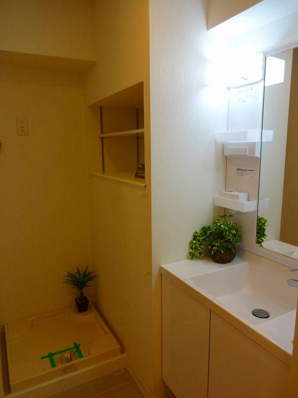 Wash basin, toilet. Washroom