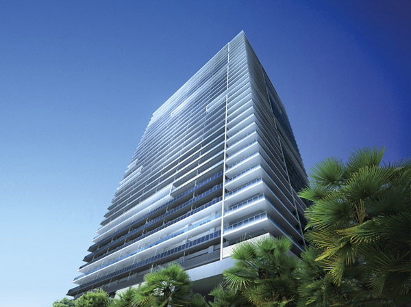 Features of the building.  [appearance] New Tokyo waterfront subcenter ・ Along with the overwhelming presence of all 600 House in Ariake, We pursued the exterior design with a tenderness in harmony with nature as a background. (Exterior view)