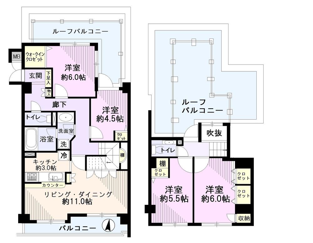 Floor plan. 4LDK, Price 44,800,000 yen, Occupied area 99.37 sq m , Balcony area 7.23 sq m