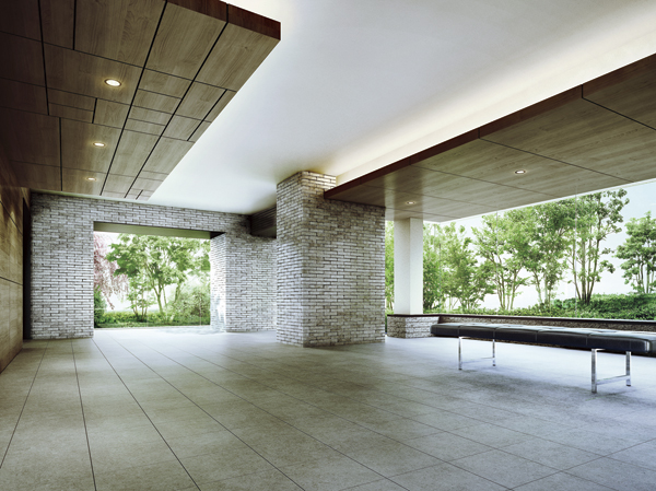 Buildings and facilities. And promote the walk into the house, There is wrapped in a gentle light, Entrance Hall of green color. Beautiful green of the four seasons is to shine in the glass of one side. In front of the flow line to lay out the Takagi, such as "Acer palmatum", We have created a space where you can enjoy looking at. (Entrance Hall Rendering CG)