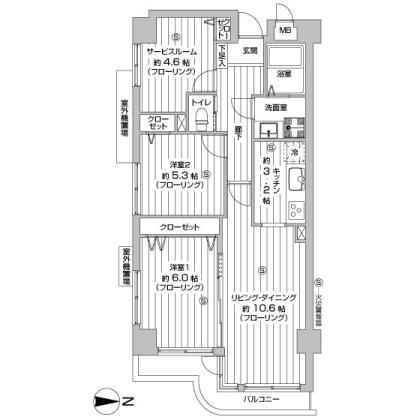Floor plan. 2LDK, Price 27,800,000 yen, Occupied area 67.66 sq m , Balcony area 6.33 sq m