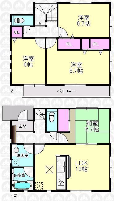 Floor plan. (Building 2), Price 31,800,000 yen, 4LDK, Land area 124.28 sq m , Building area 92.33 sq m